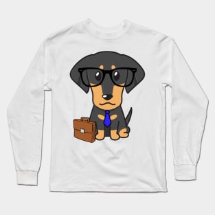 Funny dachshund is on the way to work Long Sleeve T-Shirt